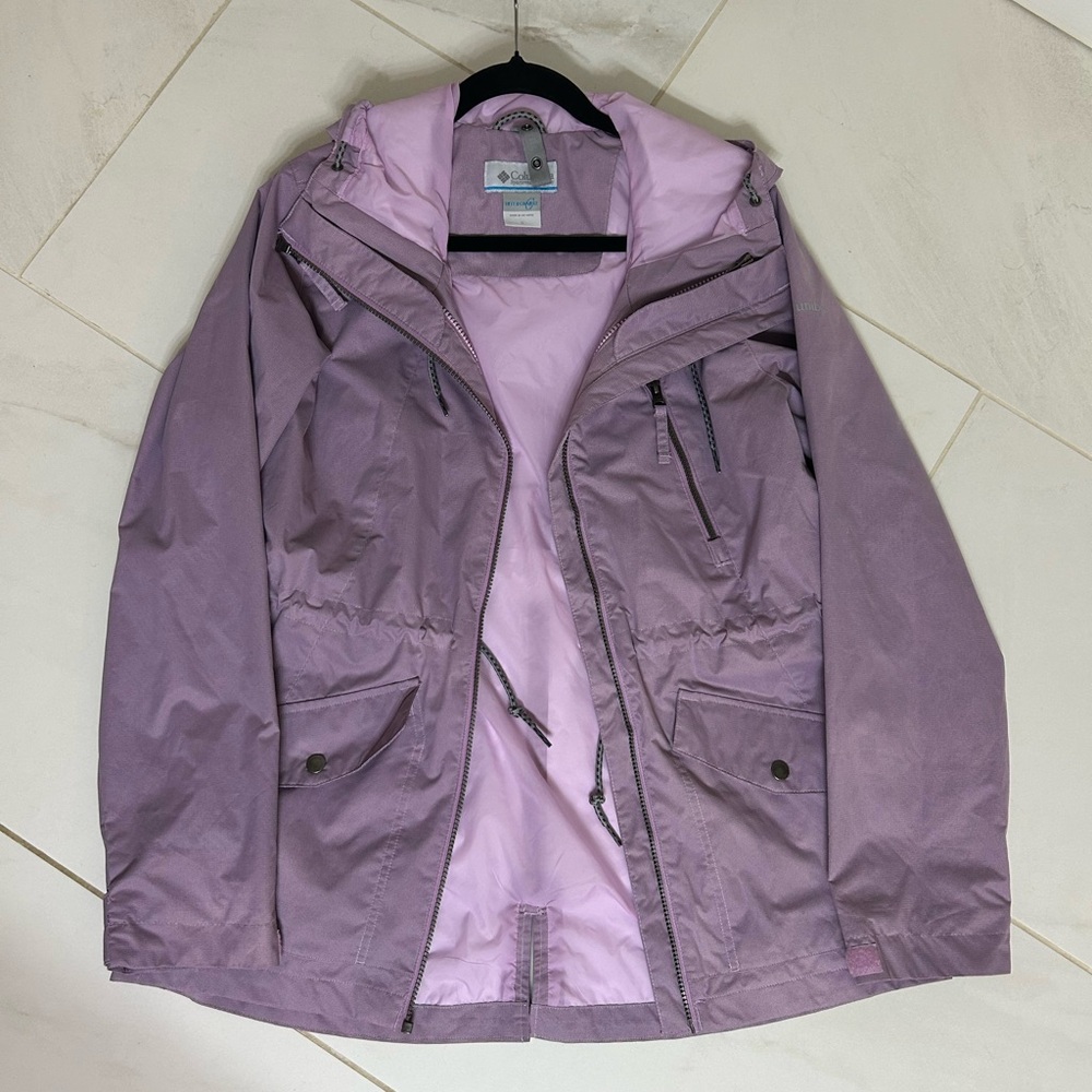Columbia Interchange Small Lavender Purple Hooded Rain Jacket Travel Packable